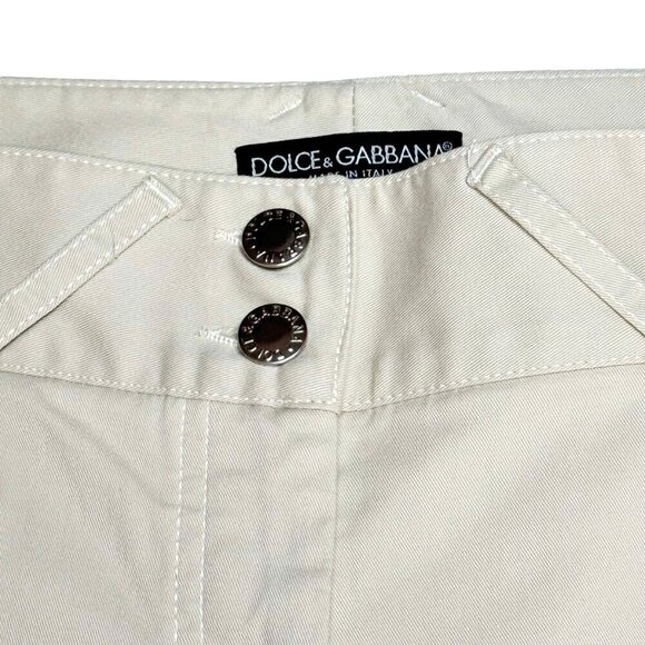 Dolce & Gabbana Vintage Cream Cotton Twill Mid-Rise Slacks Pants Sz. 8 - Picture 5 of 16